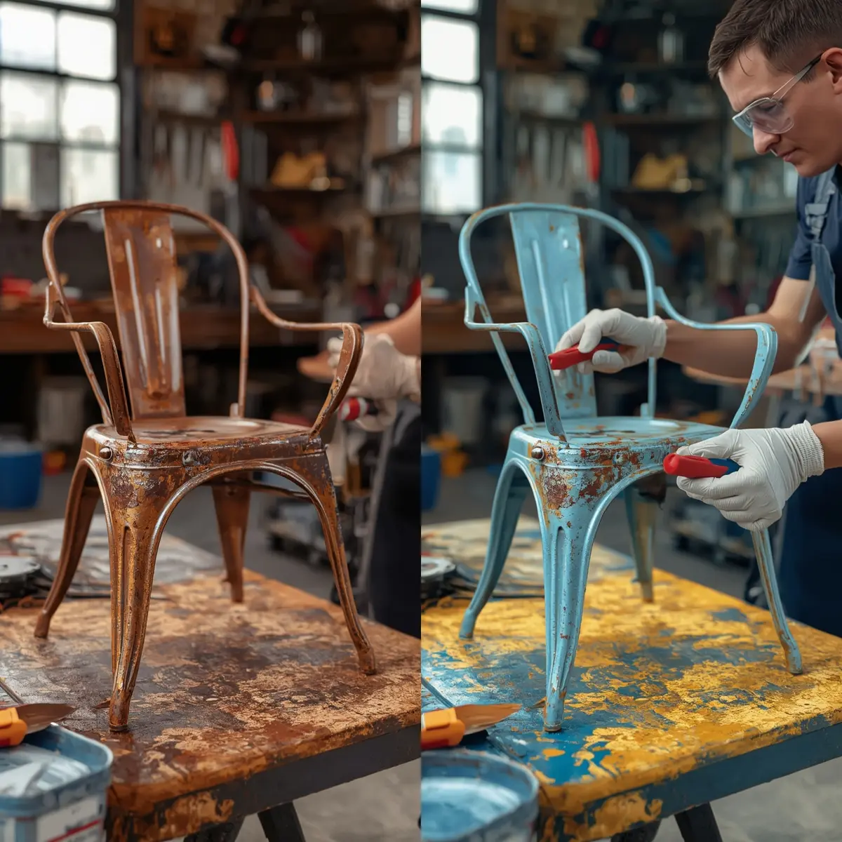 Metal furniture rust removal and repainting service